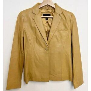 Vintage Banana Republic Tan Genuine Leather Jacket Blazer Y2K Women’s Size 2